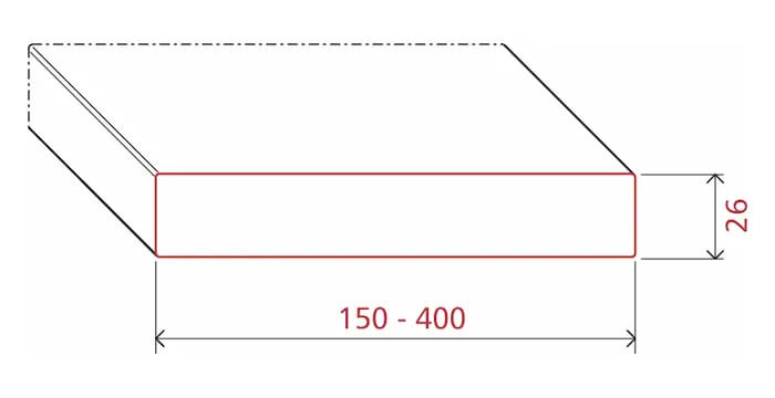 Abmessungen der HausFux solidLINE Fensterbank